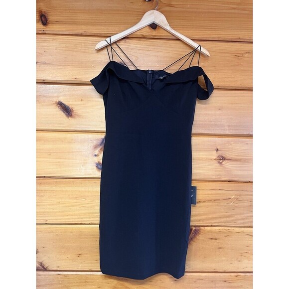 Lulus Reason to Celebrate Black Off-the-Shoulder Bodycon Mini Dress Size Medium - Picture 4 of 7